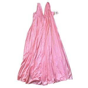 Ilise Stevens Nightgown Pink Size L Long Flowing Sweep Vintage short sleeve